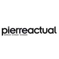 Logo Pierre Actual en noir sur fond blanc, avec la mention « Matériaux, ouvrages, techniques ».